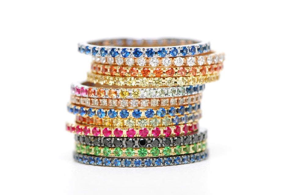 Mariposa Stackable “Kaleidoscope” Colored Sapphire Bands