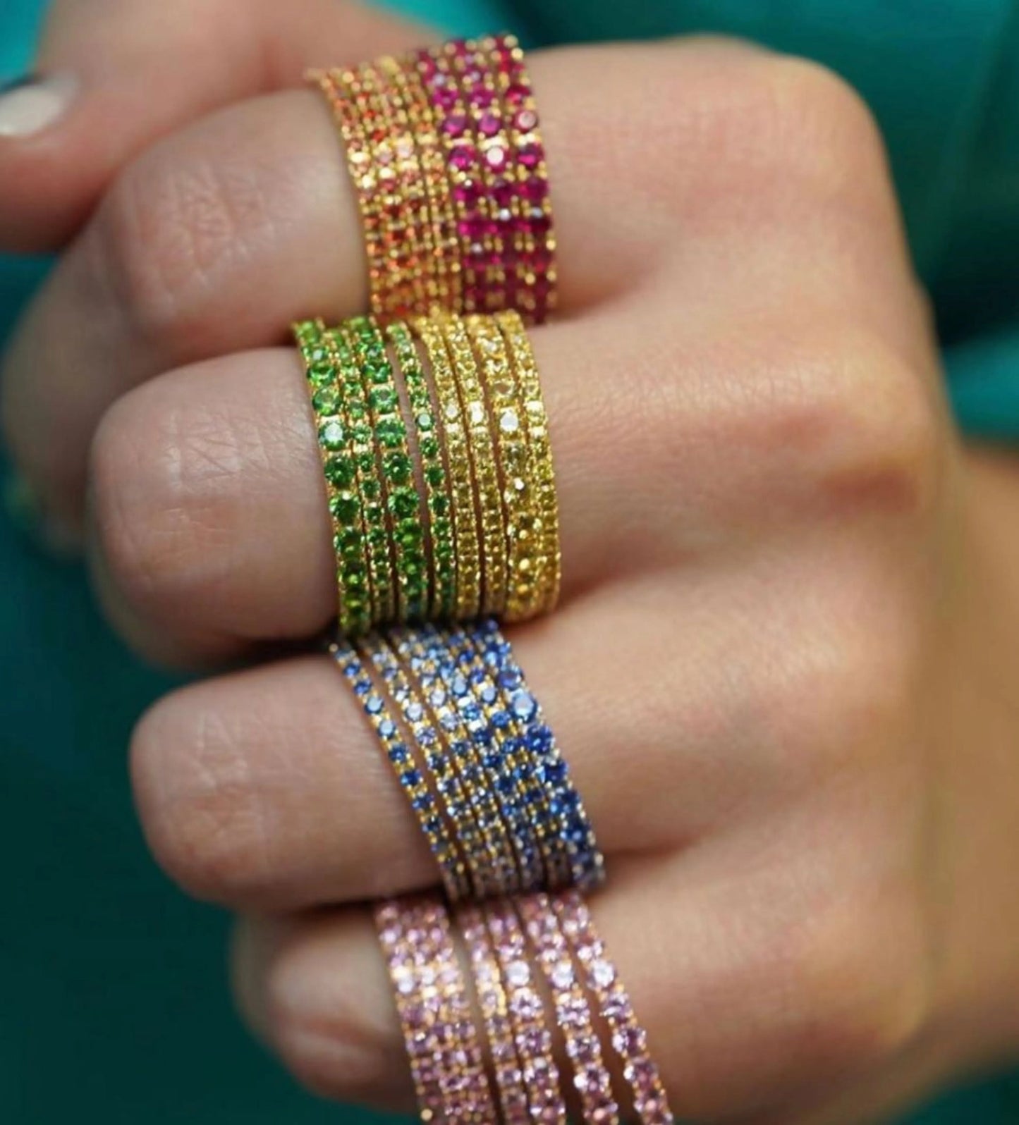 Mariposa Stackable “Kaleidoscope” Colored Sapphire Bands