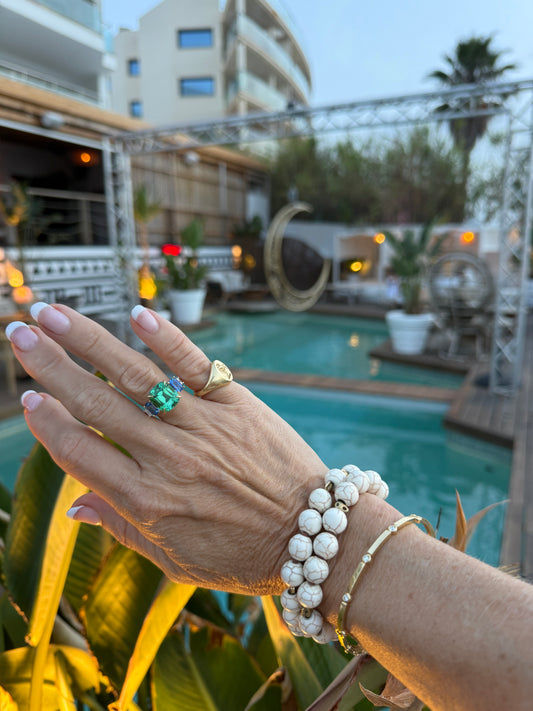 Earth Collection – Afghan Green Tourmaline, Blue Sapphire & Diamond Ring