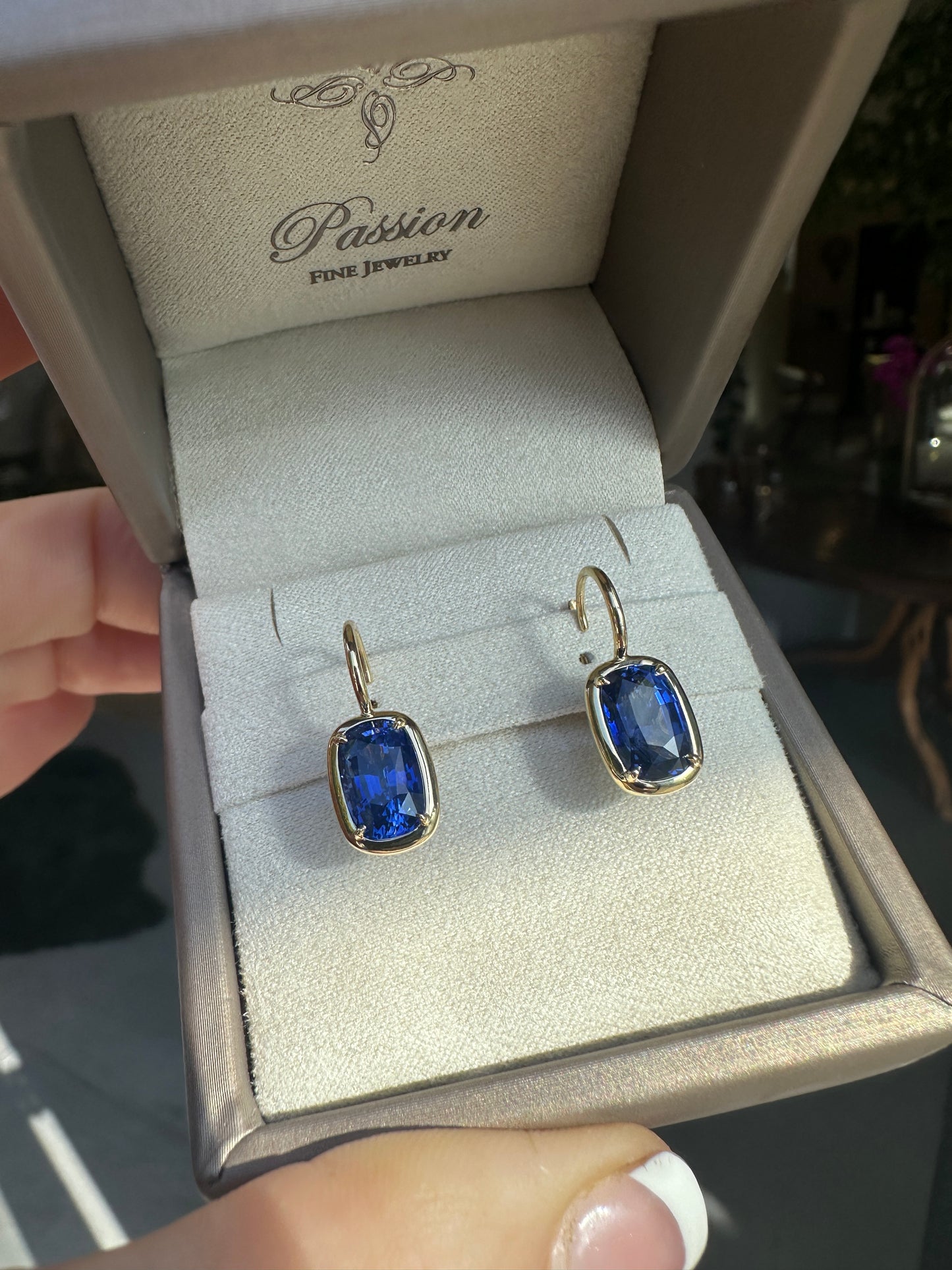Mariposa Earth Deep Ocean 5.95ctw Sapphire Hoop Earrings in 18k YG