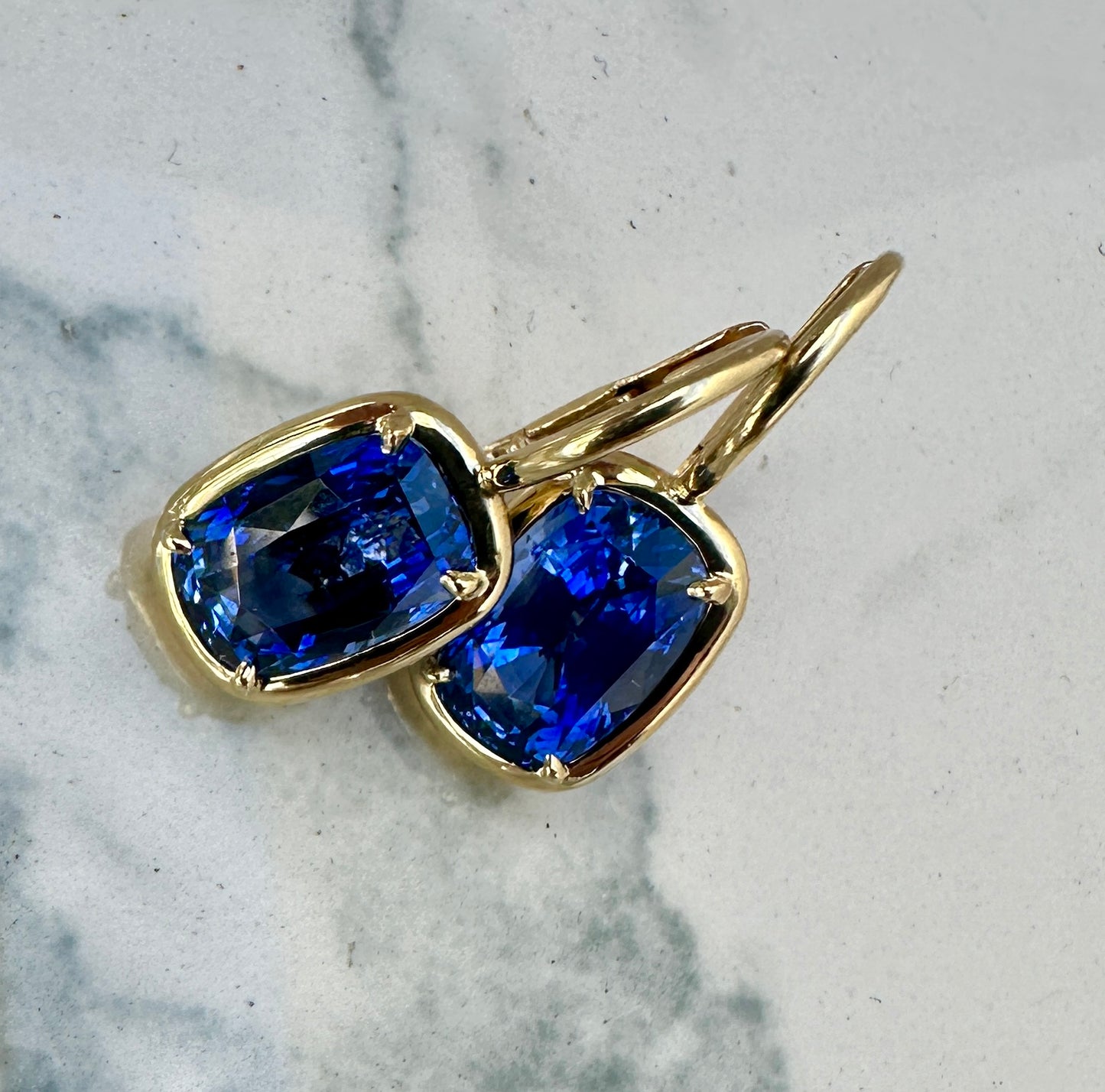 Mariposa Earth Deep Ocean 5.95ctw Sapphire Hoop Earrings in 18k YG