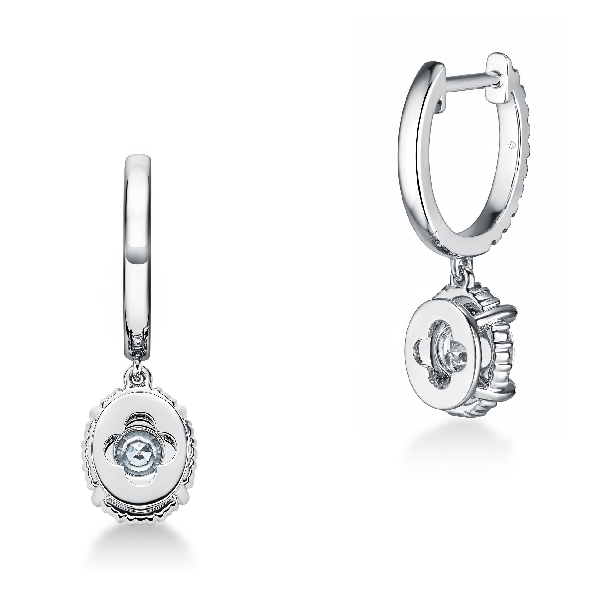 Ellipse Diamond Leverback Earrings