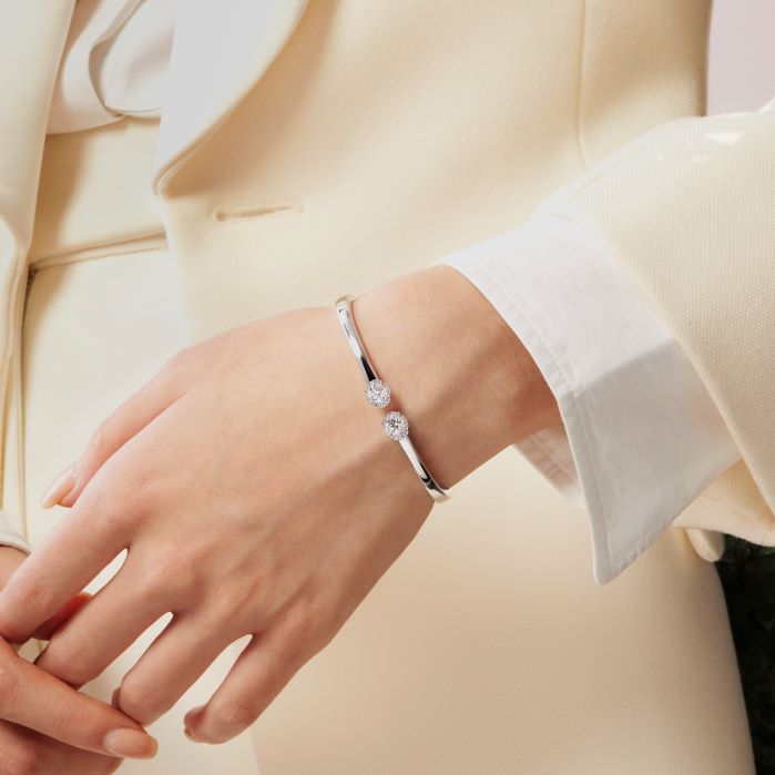 Ellipse Diamond Open Bangle