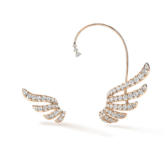 VELA French Cut Pavé Diamond Asymmetrical Climber Earrings