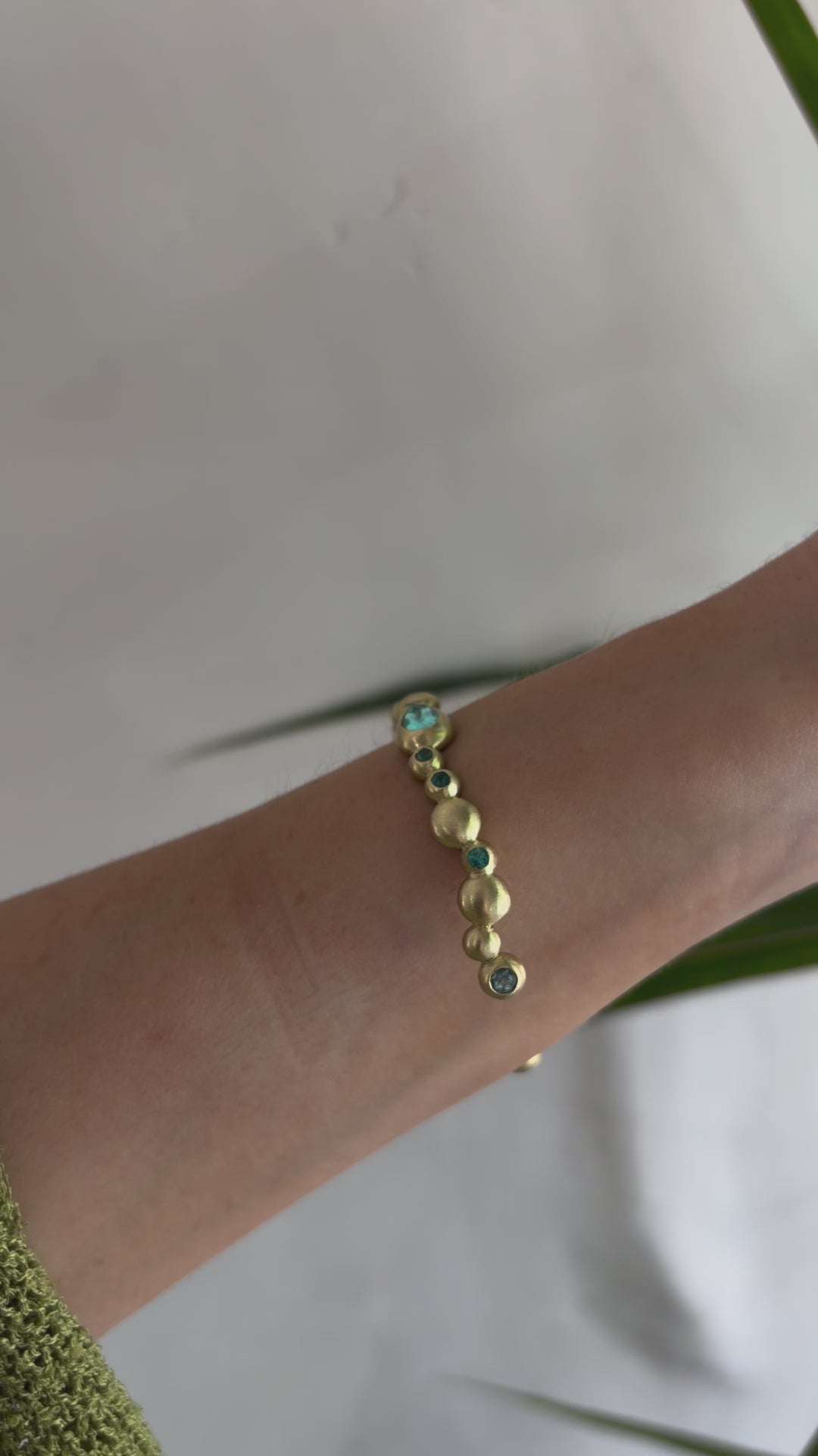 Aegean Tide Cuff with Paraiba Tourmaline and 18k Yellow Gold