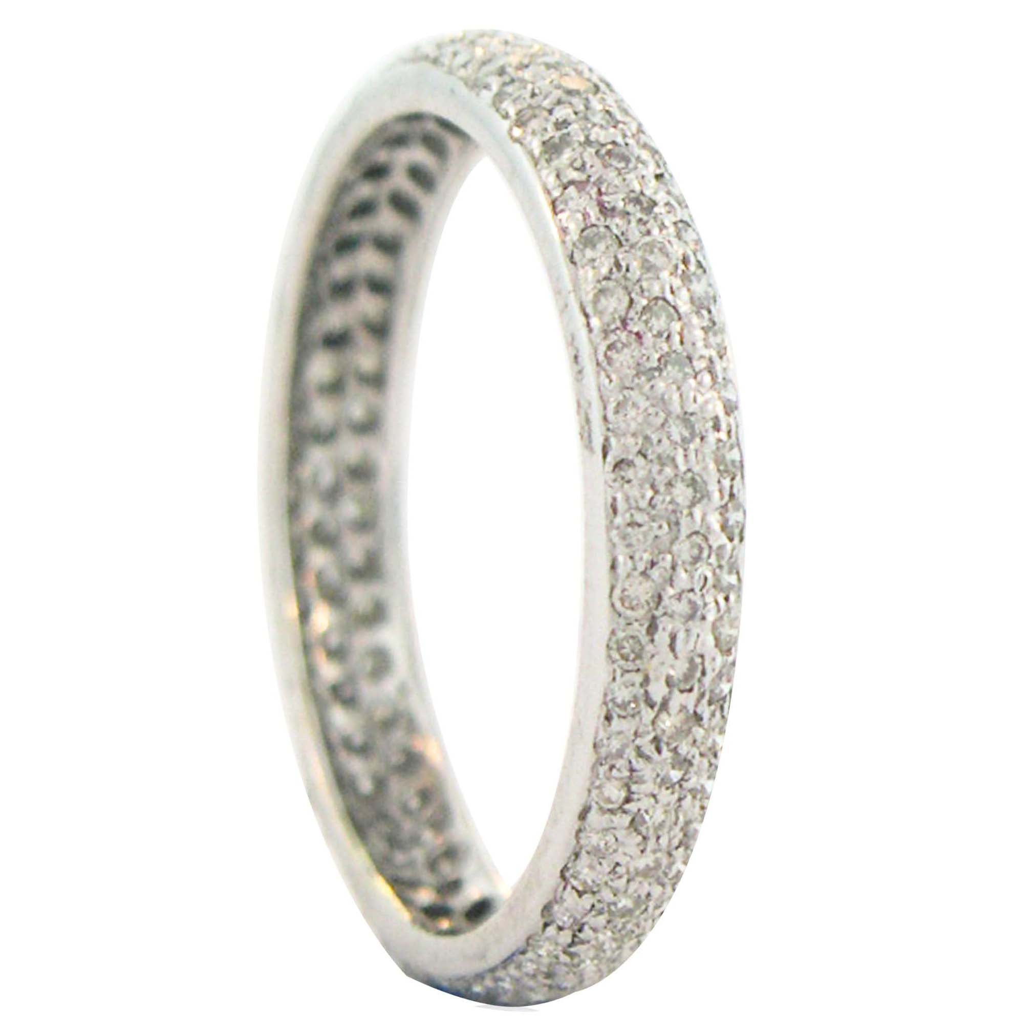 Mariposa Stackable 18k White Diamond Pave Tire Band