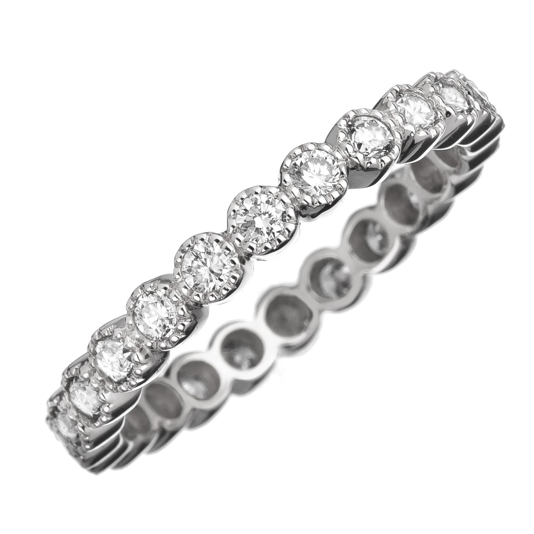 Mariposa Stackable 18k White Gold and White Diamond Bezel Set Band