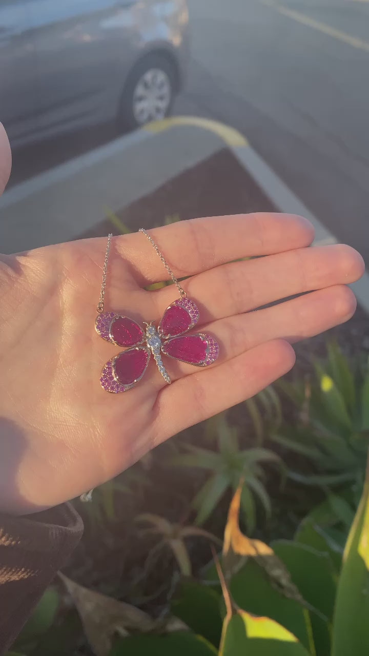 MRP100 - Mariposa Pink Sapphire and Ruby Bespoke Butterfly in 18k Rose Gold