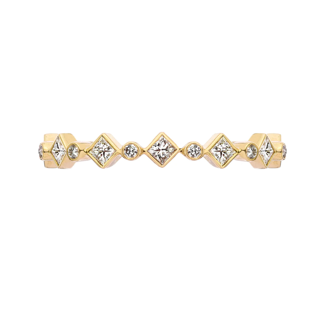 Mariposa Stackable 18k Yellow Gold Catherine White Princess Cut 0.74ctw Diamond Band
