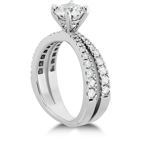 Hearts On Fire Destiny Split Shank Engagement Ring with Diamond Band