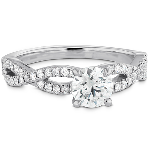Hearts On Fire Destiny Twist Engagement Ring with Diamond Band