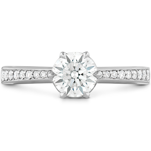 Hearts On Fire Signature 6 Prong Engagement Ring with Diamond Band