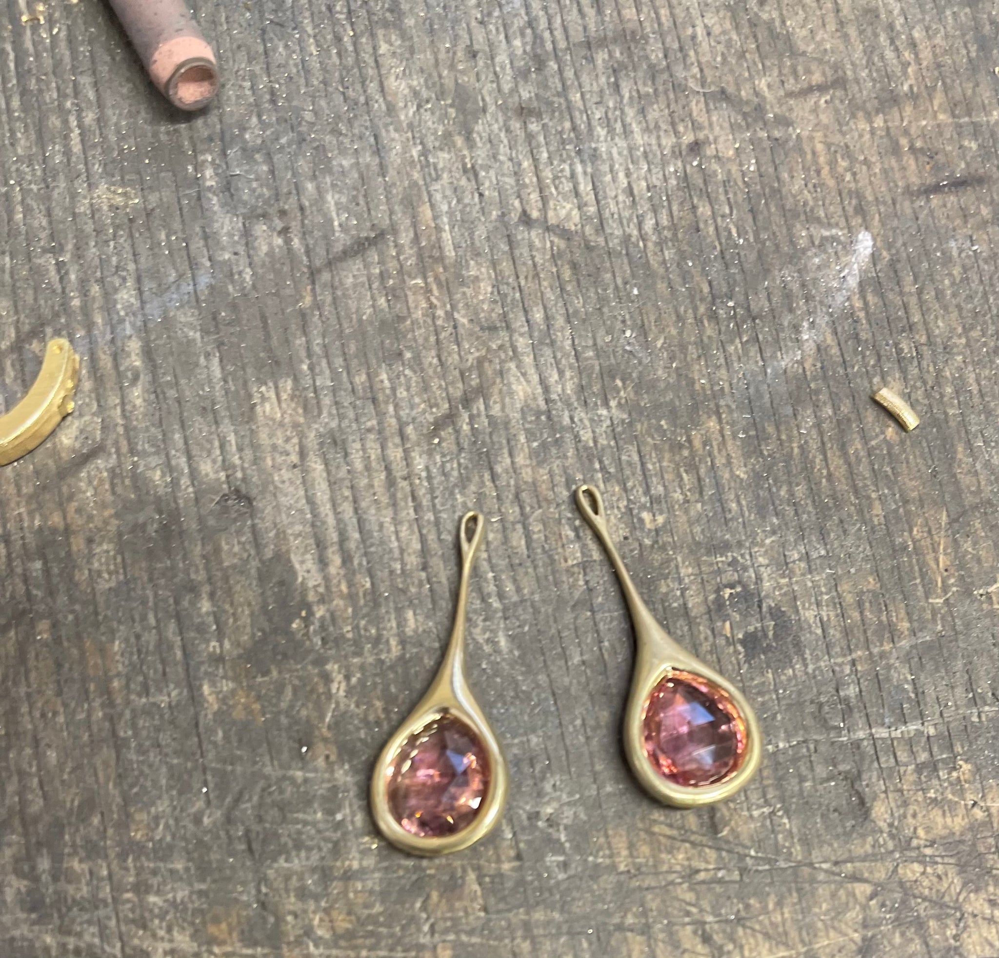 Mariposa H20 5.16ctw Pink Tourmaline Earrings in 18KY
