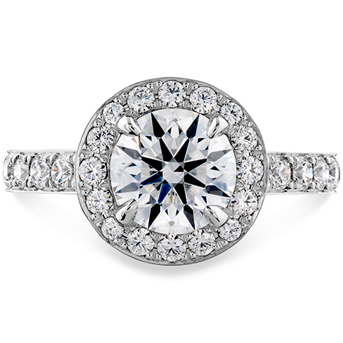 Hearts On Fire Illustrious Halo Engagement Ring with Diamond Band