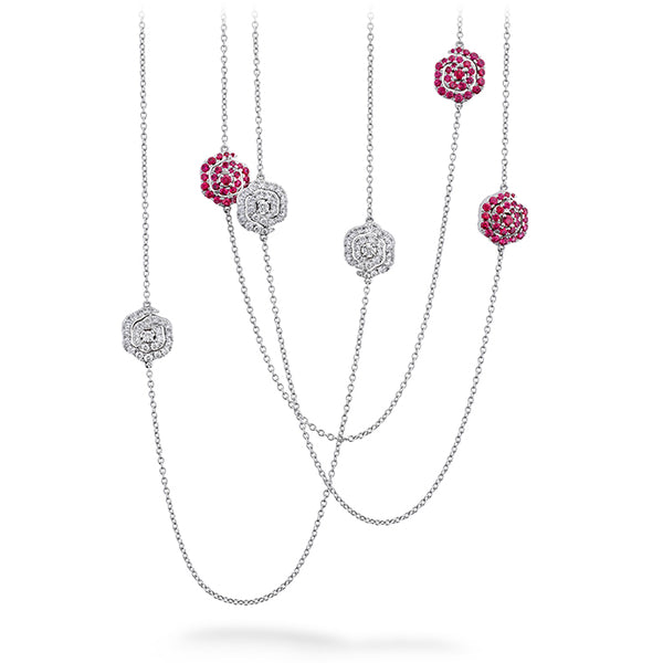 Hearts On Fire Lorelei Diamond and Ruby Floral Station Necklace