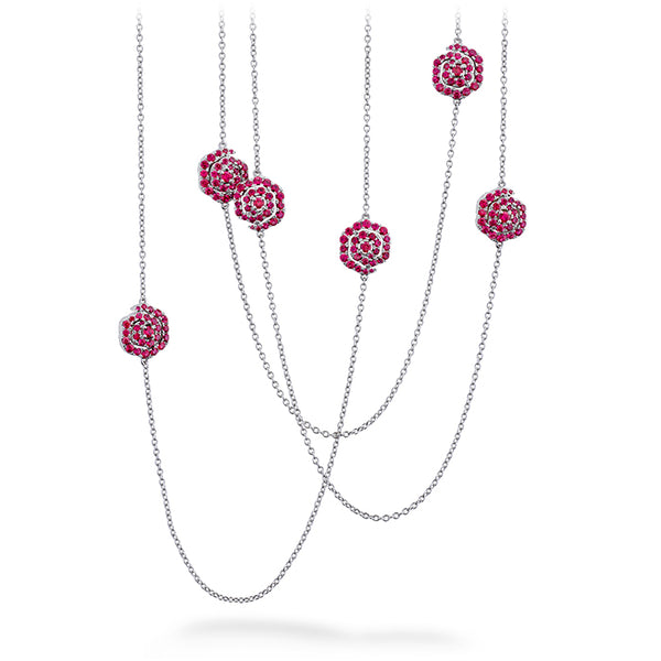 Hearts On Fire Lorelei Diamond and Ruby Floral Station Necklace