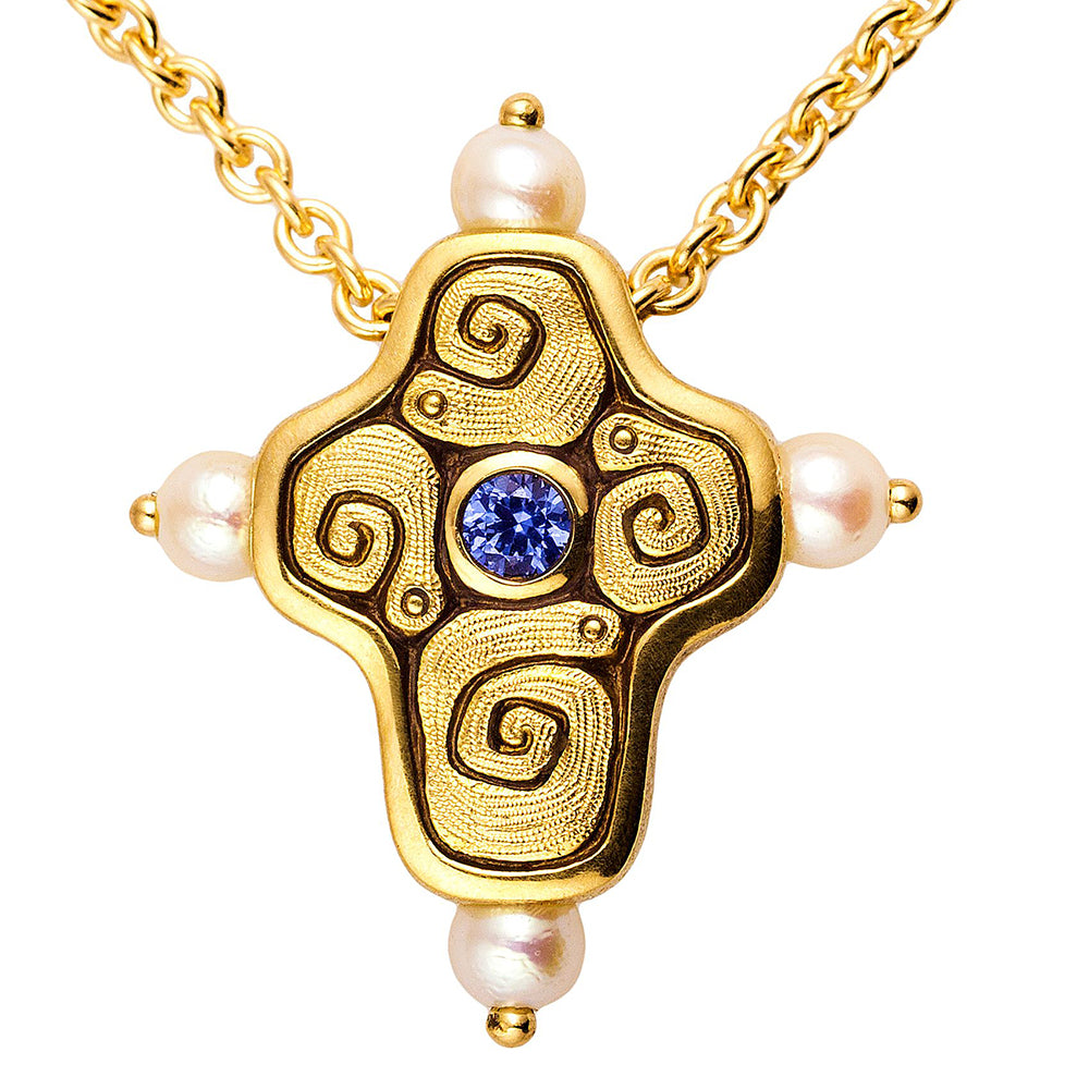 Alex Sepkus Swirl Cross Pearl Pendant Necklace - M-150MS
