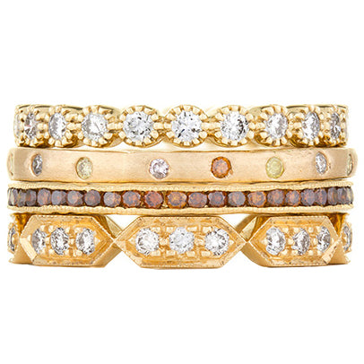 Mariposa Stackable Golden Treasure Diamond Stack Ring Set