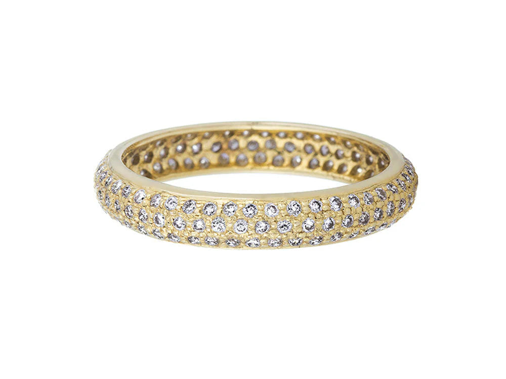 Mariposa Stackable 18k White Diamond Pave Tire Band
