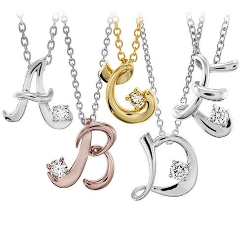 Hearts On Fire Script Initial Pendant Necklaces