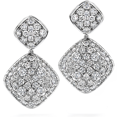 Hearts On Fire Silk Pave Double Diamond Shape Drop Earrings