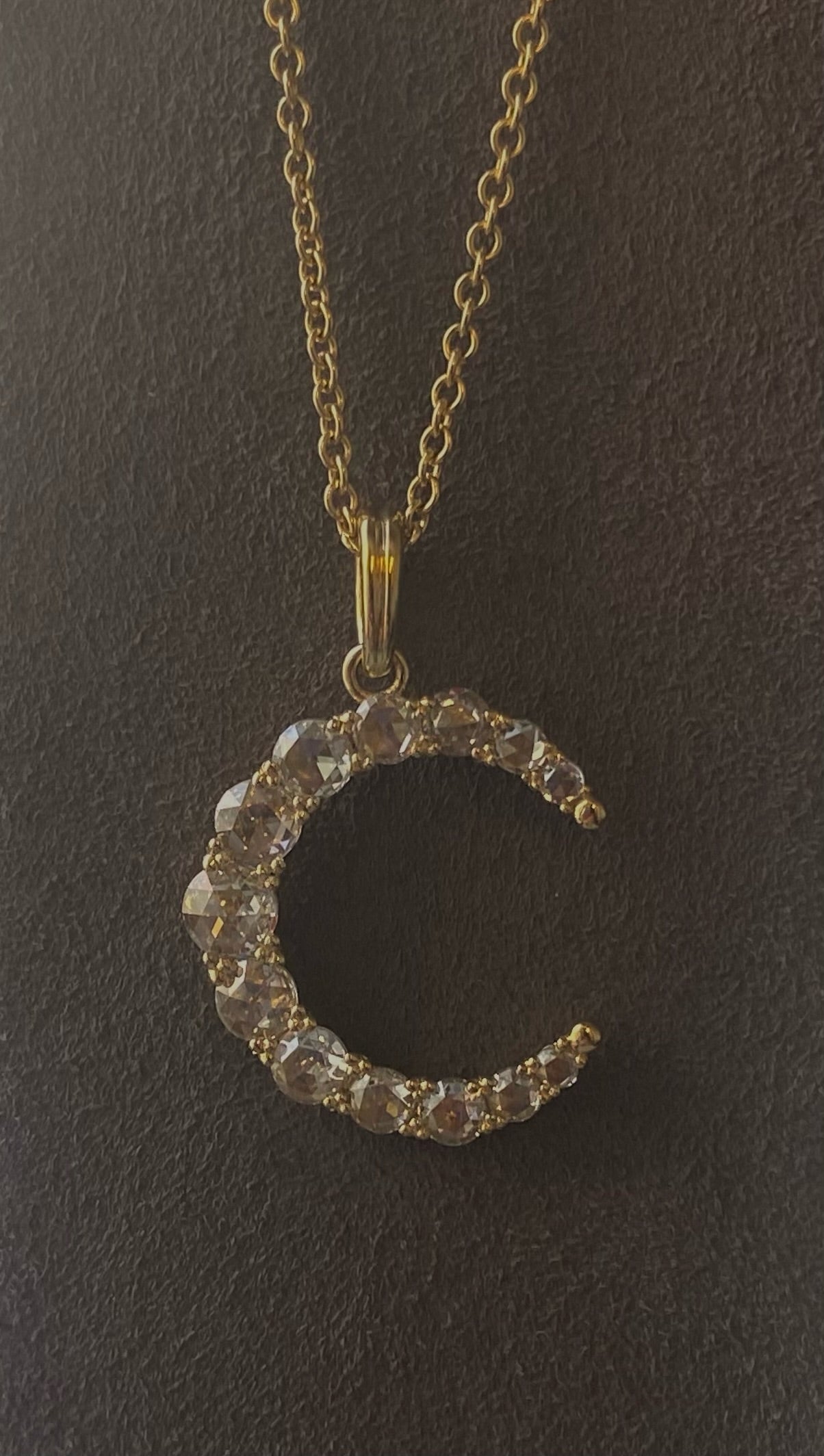 Mariposa Celestial Crescent Moon 1.11 ctw. Rose Cut Diamond Pendant in 18K