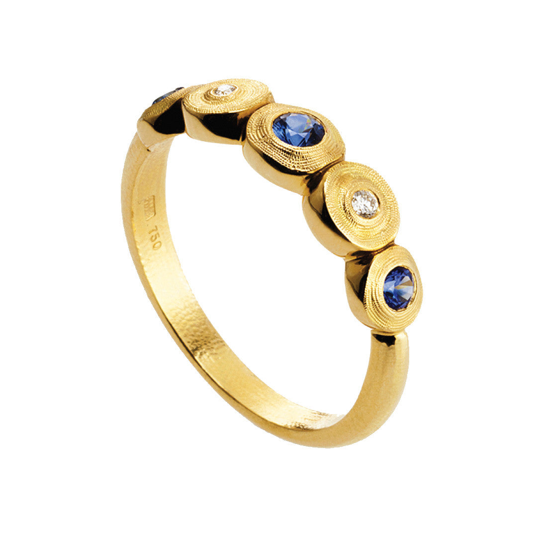 Alex Sepkus Lilly Pad Diamond and Sapphire Large Ring - R-210SA